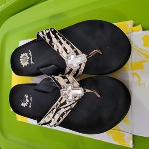 Yellow Box Zebra Flip Flops
